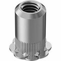Bsc Preferred Locking Rivet Nut Aluminum 10-32 Internal Thread .020 - .130 Thick, 10PK 94430A336